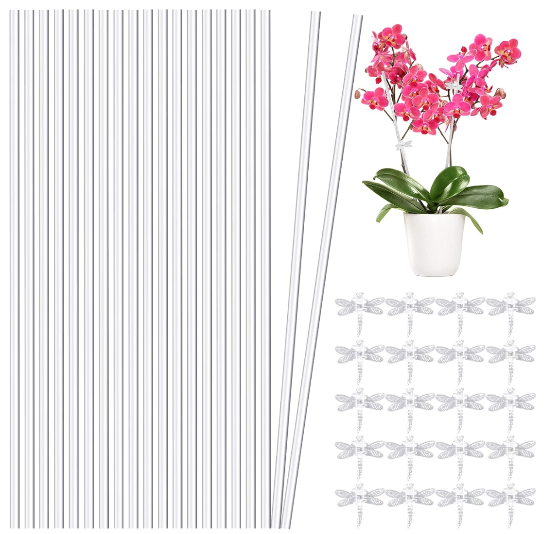 Pack de 2 Tutores para Orquídea y 4 libélulas