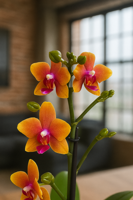 Orquídea mediana Naranja con Fucsia